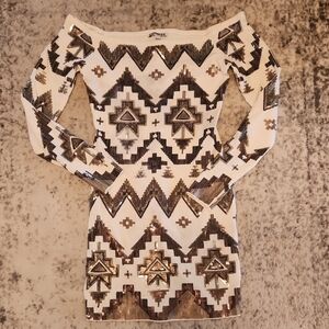 Express White and Gold Sequin Mini Dress